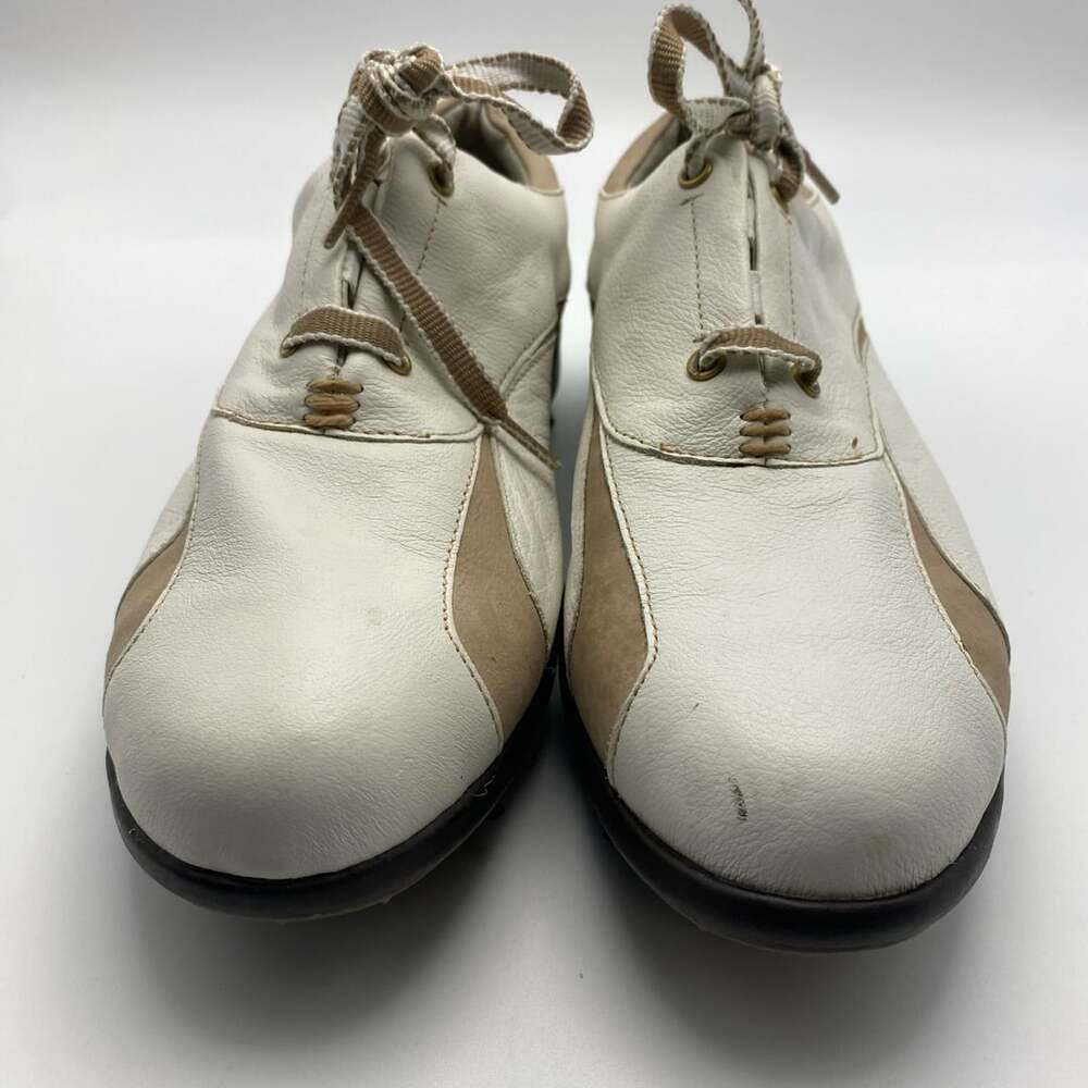 FootJoy LoPro Collection Golf Shoes Size 7M White Tan Leather